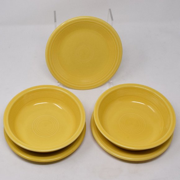 Fiestaware Other - Homer Laughlin Fiestaware Yellow Bowl Plate Set of 5 Cottagecore Classic USA Eat